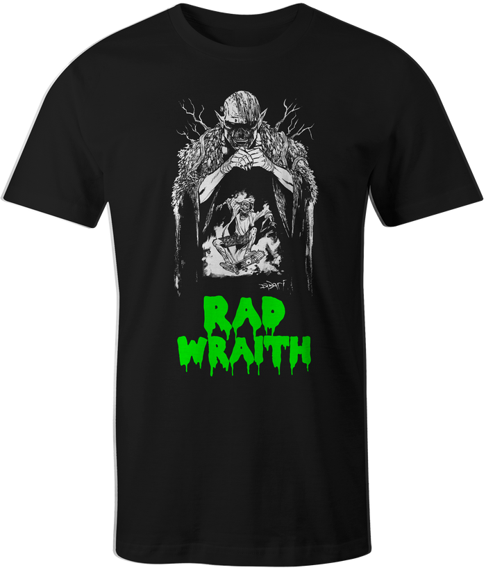 T-Shirt: RAD WRAITH - Black & Fluorescent Green (Art by Christian DiBari)