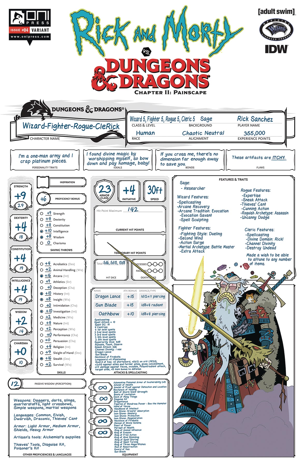 RICK & MORTY VS D&D II PAINSCAPE #4 CVR C CHAR SHEET – Fun Box