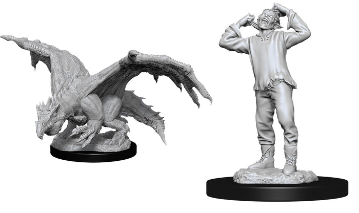 Nolzur's Marvelous Unpainted Minis: Green Dragon Wyrmling and Afflicted Elf