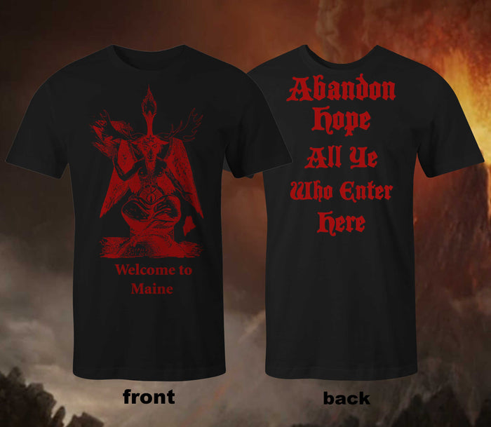 T-Shirt: Welcome To Maine - Baphomoose 15th Anniversary BLOOD SACRIFICE RED EDITION!