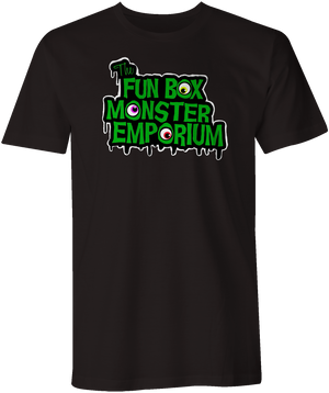 T-Shirt: Fun Box Monster Emporium Logo Shirt! (Printed on Black Tee)