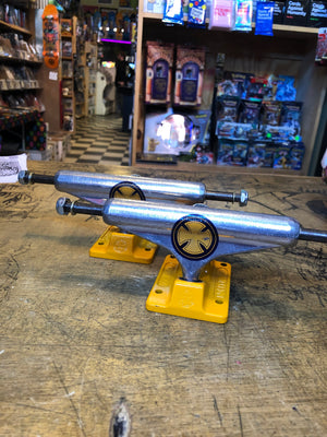 Independent 129mm Strike Cross Polished Yellow Std Trucks (pair)