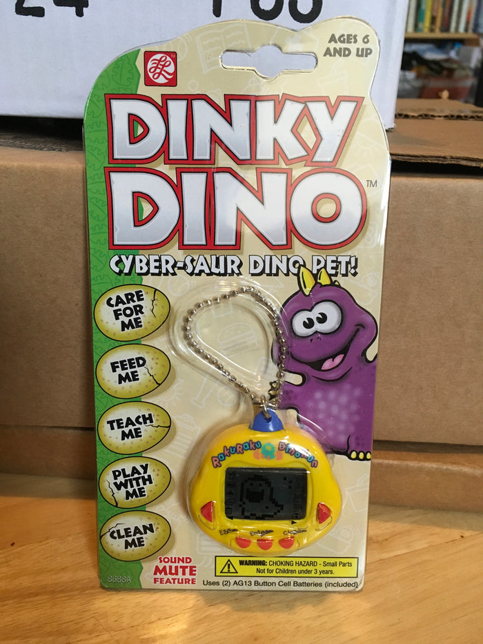 Dinky Dino Cyber-Saur Dino Pet 1997 ABL Digital Pet (Tamagochi) Rakuraku Dinokun MIB Yellow