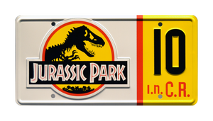 Jurassic Park Jeep Wrangler Sahara (Random Numbers) Metal Stamped Replica Prop License Plate