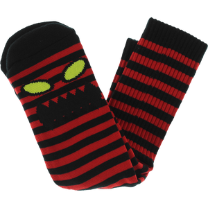 TOY MACHINE : MONSTER FACE MINI STRIPE CREW SOCKS BLK/RED 1 Pair