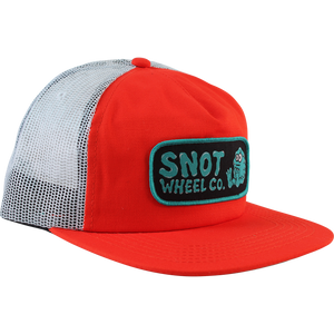 Hat: SNOT LOGO PATCH TRUCKER HAT ORG/WHT