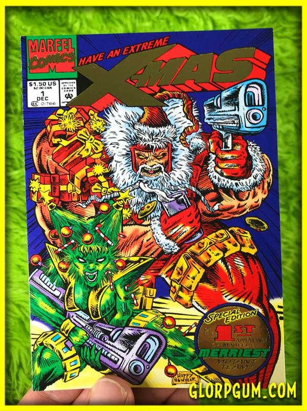 EXTREME X-MAS #1 SPECIAL GOLD FOIL COLLECTORS EDITION HOLIDAY CARD (Brad McGinty / GLORP GUM)