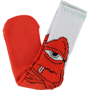 Toy Machine Skateboard Socks Bored Crew White/Orange Pair