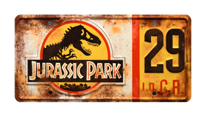 Jurassic World Hammond’s Jeep #29 Rusted Metal Stamped Replica Prop License Plate