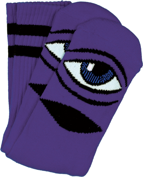 Socks: TOY MACHINE - SECT EYE CREW SOCKS-PURPLE 1 Pair