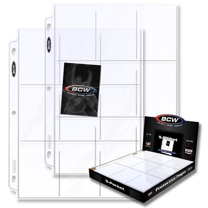 Pro 6-Pocket Page (100 CT. Box) PROTECTIVE CARD HOLDER 3-HOLE PUNCHED PAGES