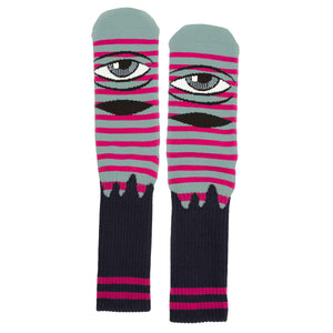Toy Machine Sect Eye Stripe Crew Socks - Sage/Black