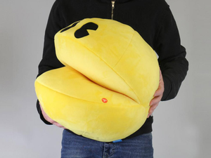 HUNGRY PAC-MAN LARGE (15") PLUSH W/ 2 GHOSTS, CHERRY & BELL, MAKES SOUNDS!