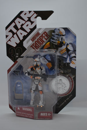 STAR WARS REVENGE OF THE SITH: Airborne Trooper (20th Ann. Silver Coin)  MOC