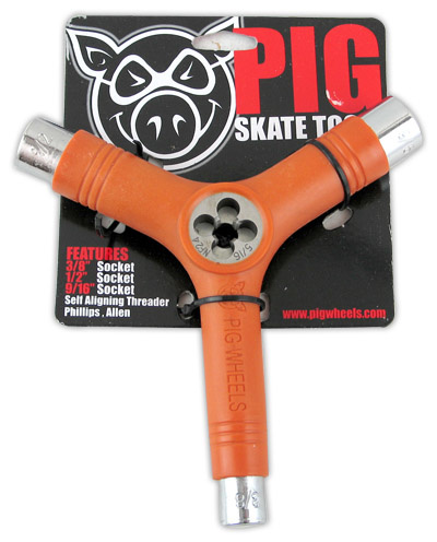 Pig Tri-Socket Threader Skate Tool - Orange