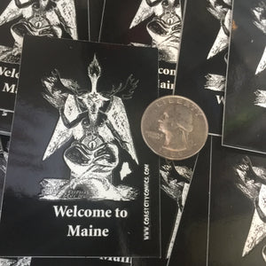 Sticker: Welcome To Maine: Baphomoose (2"x 3")