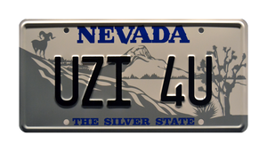 Tremors Burt Gummer's GMC Jimmy "UZI 4U" Metal Stamped Replica Prop License Plate