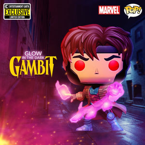 X-Men Gambit Glow-in-the-Dark Pop! Vinyl Figure - Entertainment Earth Exclusive In Pop Protector