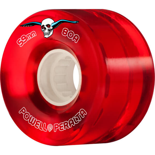 Powell Peralta Clear Cruiser Red Skateboard Wheels - 59mm 80a (Set of 4)