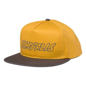 Hat: Slime Balls Wheels Born To Slime Mid Profile Snapback Hat - Flax/Charcoal