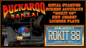 Buckaroo Banzai : Peter Weller's Jet Car HB 88 " ROKIT88"  Metal Stamped Replica Prop License Plate