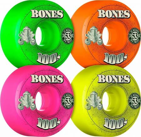 Bones 100s 53mm OG Formula V4 Skateboard Wheels Assorted