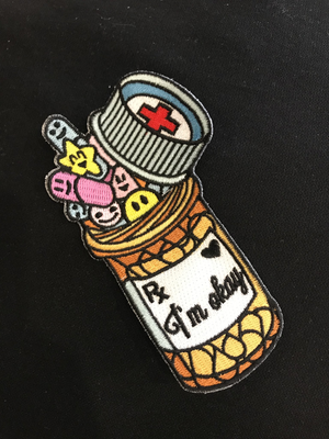 Embroidered Patch : I'm Okay Pills by Erin K. Wilson