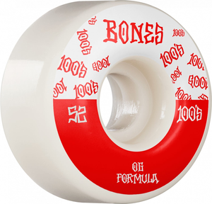 BONES : 100'S OG FORMULA V4 SKATEBOARD WHEELS 52mm White