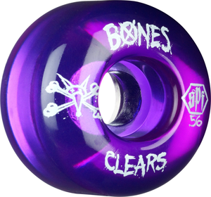 Bones - Skatepark Clear Purple, SPF 55mm 84B Wheels (Set of 4)
