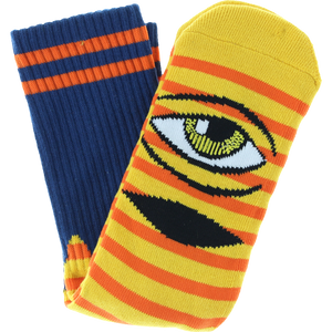 TOY MACHINE :  TM SECT EYE STRIPE CREW SOCKS-YEL/NAVY/ORG 1 Pair