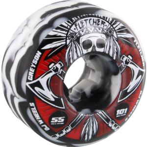 OJ Wheels Fletcher Tomahawk 55mm 101a White/Black Swirl Skateboard Wheels (Set of 4)