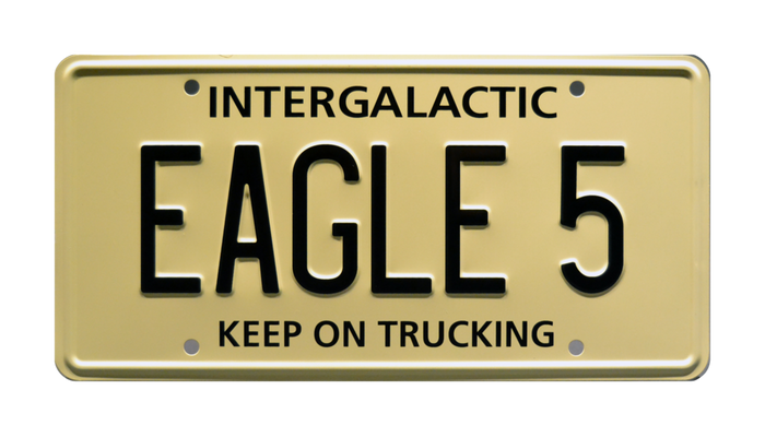 Replica Prop License Plate: Spaceballs Winnebago "EAGLE 5" Metal Stamped