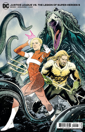 JUSTICE LEAGUE VS THE LEGION OF SUPER-HEROES #5 (OF 6) CVR B TRAVIS MOORE CARD STOCK VAR