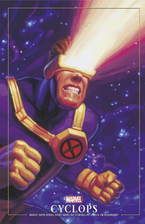 MARVEL SUPER HEROES SECRET WARS: BATTLEWORLD #3 GREG AND TIM HILDEBRANDT CYCLOPS MARVEL MASTERPIECES III VARIANT