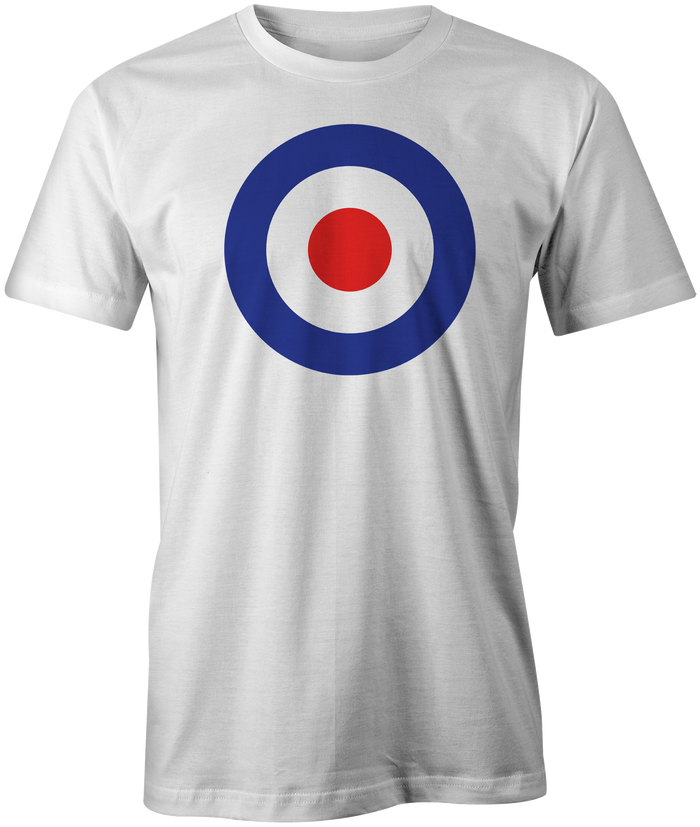 T-Shirt: Tank Girl Style Roundel - Blue & Red RAF on White